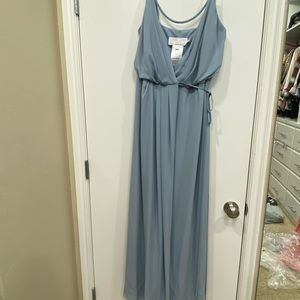 David’s Bridal blue strappy wrap dress- size 10